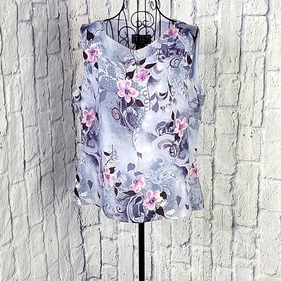 LAURA SCOTT‎ Purple Floral Blouse Medium - Picture 1 of 6